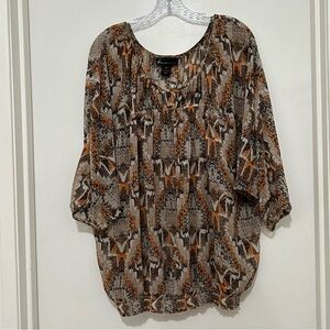 Lane Bryant Geometric Print Blouse Women's Plus Size 18/20 Dolman Sleeve Top